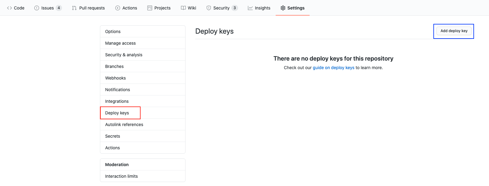 Add deploy key from Netlify to Github